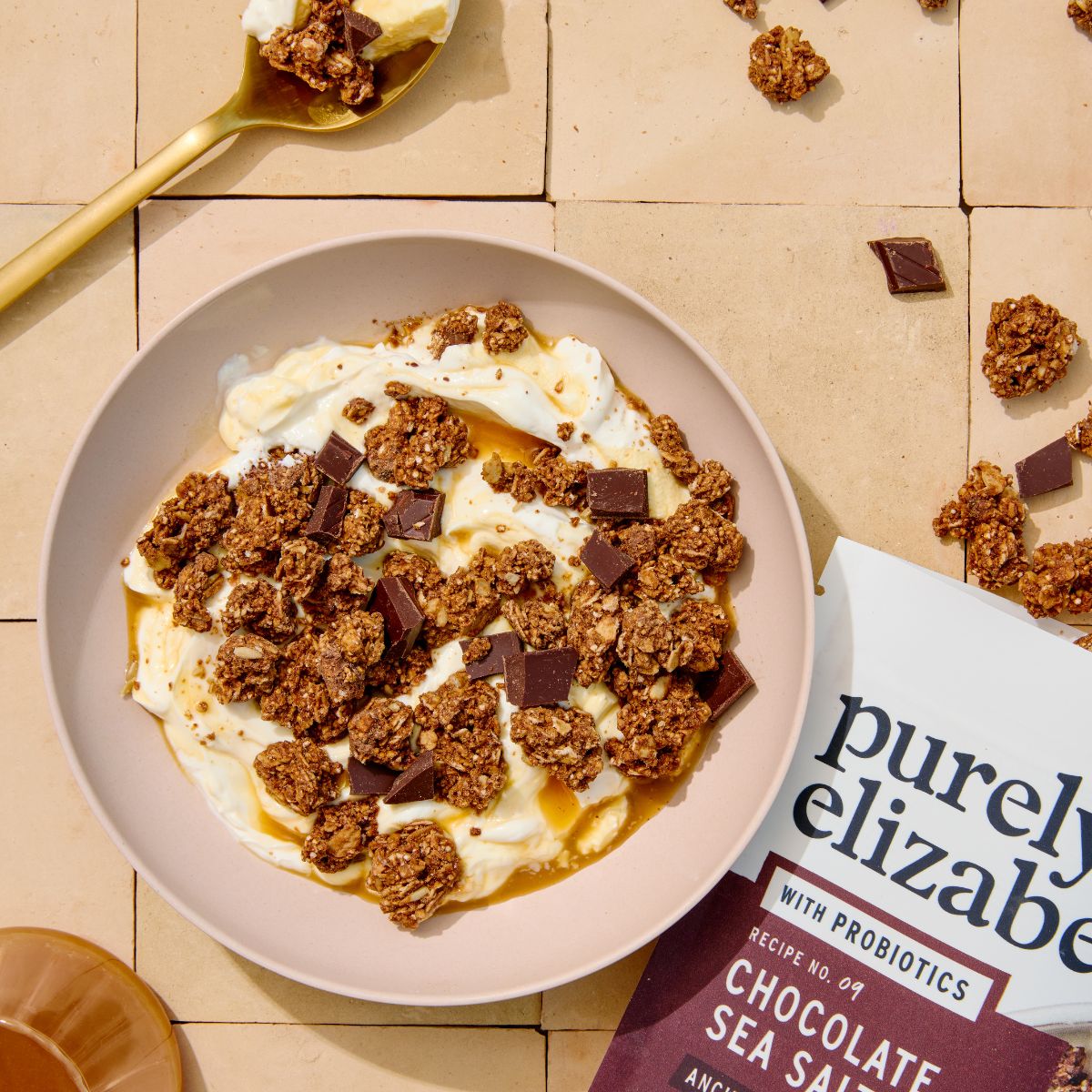Chocolate Sea Salt Yogurt Granola Bowl with Miso Caramel