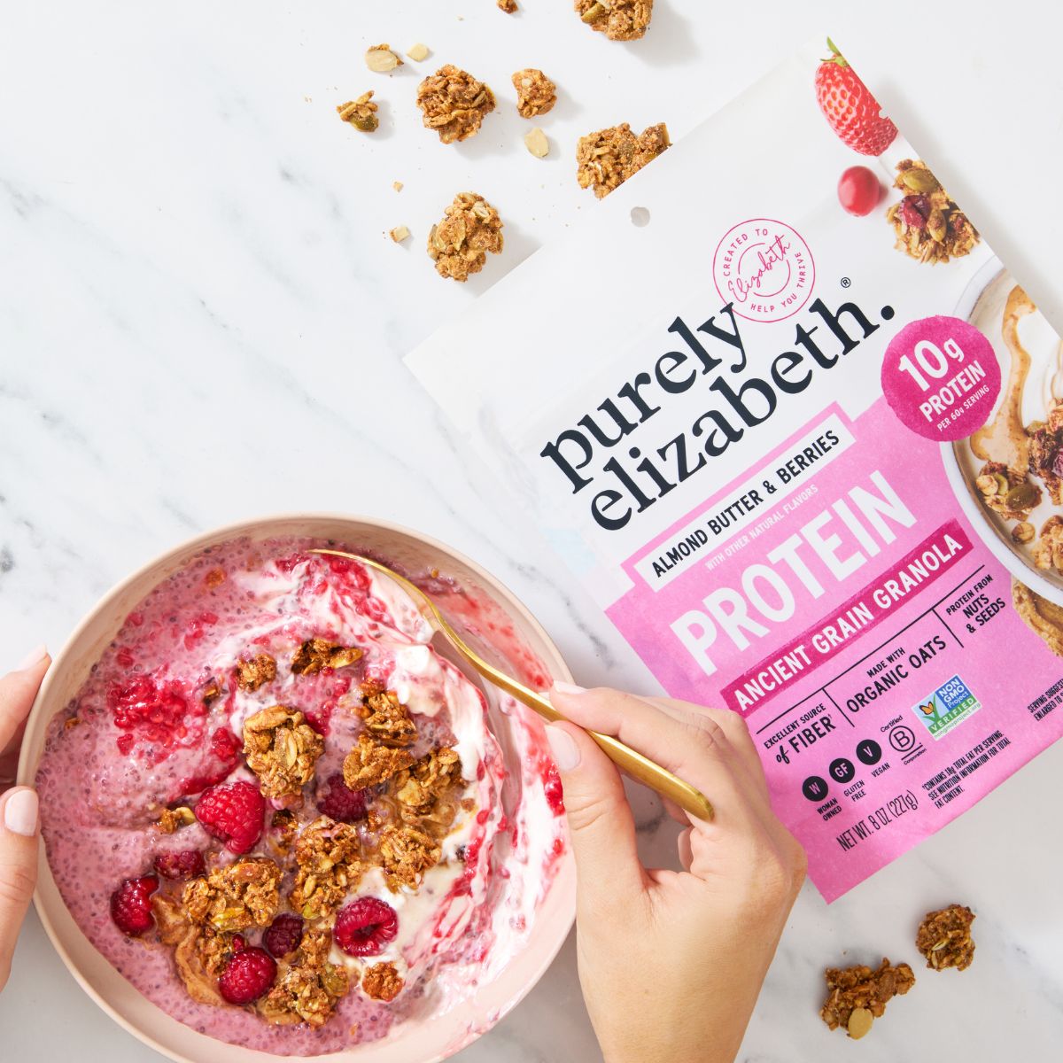 Raspberry Protein Chia Pudding Bowl