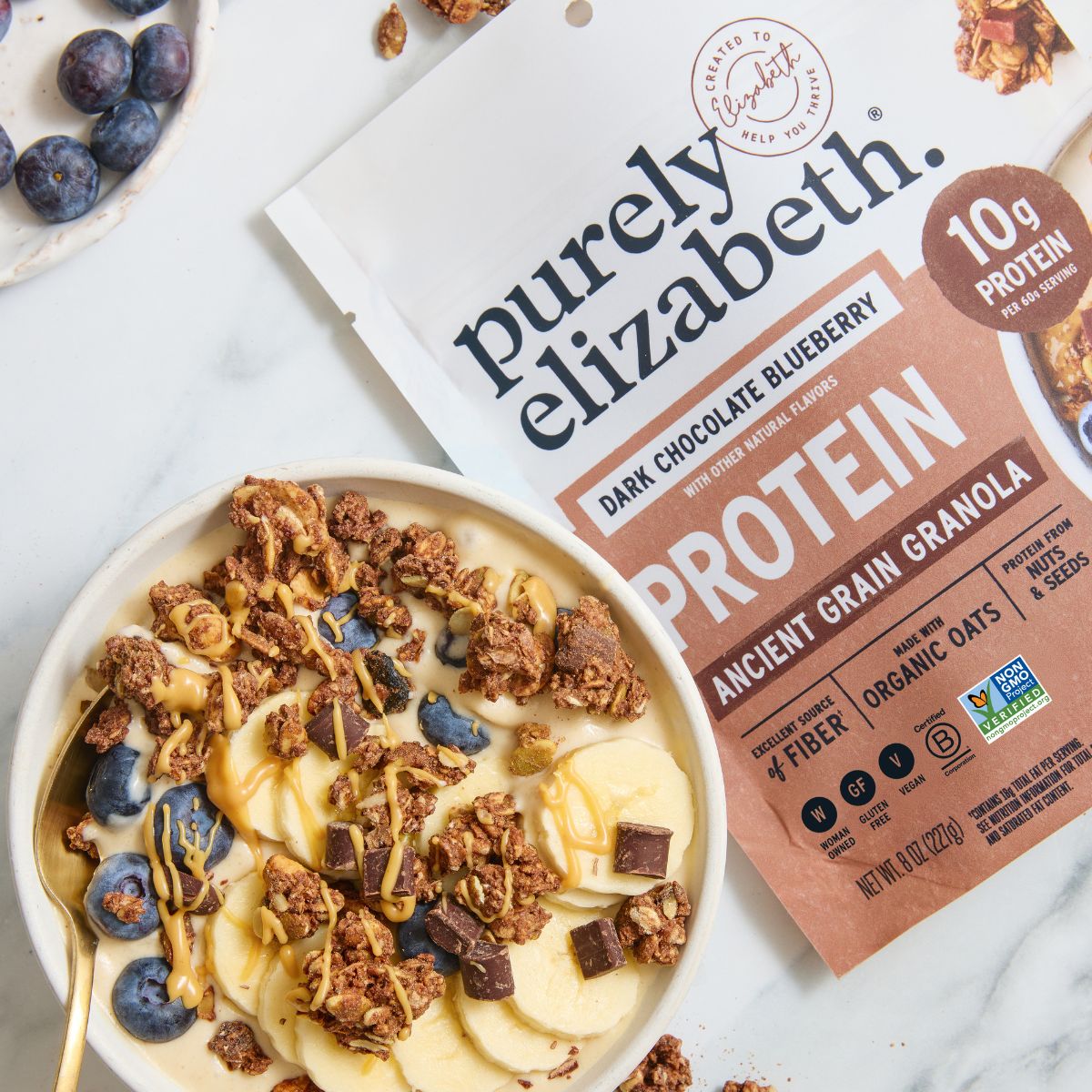 Dark Chocolate Blueberry Protein Smoothie Bowl