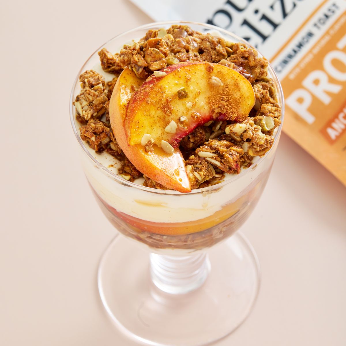 Cinnamon Cobbler Peach Protein Parfait